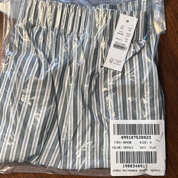 NWT J. Crew Patterned Boxers M Forest Green Stripe White BW438 J.Crew Mens - Picture 3 of 3